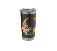 Cute Monogram Initial Letters Flowers Capital G Stainless Steel Insulated Tumbler