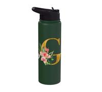 Cute Monogram Initial Letters Flowers Capital G Stainless Steel Insulated Water Bottle