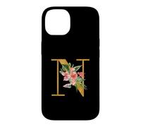 Cute Monogram Initial Letters Flowers Capital N Case for iPhone 14