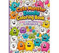 Cute Monster Doodle Coloring Book: 50 Bold & Easy Coloring Pages for Kids Ages 4-8