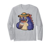 Cute Monster Drinking Bubble Tea Long Sleeve T-Shirt