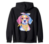Cute Monster Fantasy Character Portrait Graphic Blue Pink Zip Hoodie