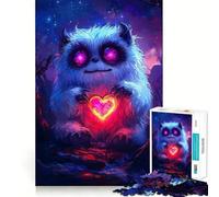 Cute Monster Holding Glowing Heart 1000 Piece Jigsaw Puzzles for Teenagers Sharp Brain Vivid Hue Family Pastime (38x26cm)