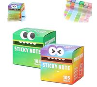 Cute Monster Pattern Sticky Note, 105 PCS/Box Funny Pastel Animal Post It Notes, Creative Pull-Out Multi Purpose Sticky Note, Self Adhesive Cartoon Notes Memo Pads for Office School (Set A)