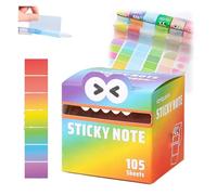 Cute Monster Pattern Sticky Note, 105-Sheet Funny Pastel Animal Notes with Pull-Out Dispenser, Self Adhesive Cartoon Notes Memo Pads for Office, School & Planners(Multicolor-E)