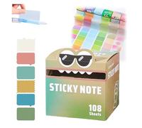 Cute Monster Pattern Sticky Note, 105-Sheet Funny Pastel Animal Notes with Pull-Out Dispenser, Self Adhesive Cartoon Notes Memo Pads for Office, School & Planners(Multicolor-J)