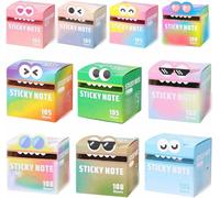 Cute Monster Pattern Sticky Note, 105-Sheet Funny Pastel Animal Notes with Pull-Out Dispenser, Self Adhesive Cartoon Notes Memo Pads for Office, School & Planners(multicolor-10PCS)