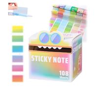 Cute Monster Pattern Sticky Note, 105-Sheet Funny Pastel Animal Notes with Pull-Out Dispenser, Self Adhesive Cartoon Notes Memo Pads for Office, School & Planners(Multicolor-H)