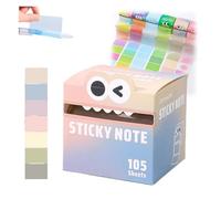 Cute Monster Pattern Sticky Note, 105-Sheet Funny Pastel Animal Notes with Pull-Out Dispenser, Self Adhesive Cartoon Notes Memo Pads for Office, School & Planners(Multicolor-B)