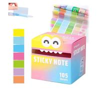 Cute Monster Pattern Sticky Note, 105-Sheet Funny Pastel Animal Notes with Pull-Out Dispenser, Self Adhesive Cartoon Notes Memo Pads for Office, School & Planners(Multicolor-F)