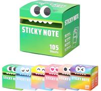 Cute Monster Pattern Sticky Note,105 Sheets/Roll Self Adhesive Memo Pads with Pull-Out Dispenser,Funny Pastel Animal Post It Notes for to-Do List, Planner, Journaling, Office & School Supplies (#D)