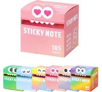 Cute Monster Pattern Sticky Note,105 Sheets/Roll Self Adhesive Memo Pads with Pull-Out Dispenser,Funny Pastel Animal Post It Notes for to-Do List, Planner, Journaling, Office & School Supplies (#A)