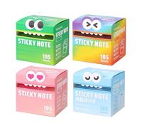Cute Monster Pattern Sticky Note, 105pcs/Box Funny Pastel Animal Post It Notes, Self-Adhesive Note Boxes, Easy Post Memo Pads, Small to Do List, Post it Notes Cute (4 pcs A)
