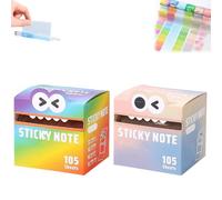Cute Monster Pattern Sticky Note, Cartoon Notes Self Adhesive Memo Pads, Easy Post Memo Pads, 105 Sheets/Roll Funny Back to School Gift for Teachers & Students(2pcs a)