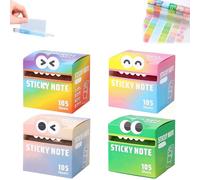 Cute Monster Pattern Sticky Note, Cartoon Notes Self Adhesive Memo Pads, Easy Post Memo Pads, 105 Sheets/Roll Funny Back to School Gift for Teachers & Students(4pcs D)
