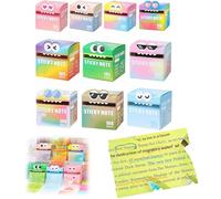 Cute Monster Pattern Sticky Note,Colorful Sticky Notes,Transparent Pop Up Post Notes Office Tab Supplies 105 Sheets/Roll Notepads Stationery (10pcs Mix)