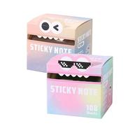 Cute Monster Pattern Sticky Note, Colorful Transparent Pull-Out Sticky Notes Box, Self Adhesive Post Memo Pads, Notepads Stationery, Small to Do List, for Office/School, 105 Sheets (A5)