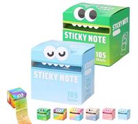 Cute Monster Pattern Sticky Note, Fun Pastel Pull-Out Memo Pads, Self Adhesive Cartoon Notes Memo Pads, Pastel Animal Post It Notes, Small to Do List, 105 Sheets/Roll (2PCS-A)