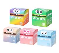 Cute Monster Pattern Sticky Note, Fun Pastel Pull-Out Self Adhesive Cartoon Memo Pads, Funny Pastel Animal Notes, Pearlescent Sticky Notes, 105 Sheets/Roll (5pcs*A)