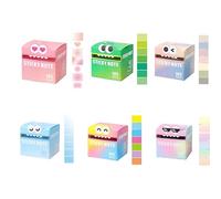 Cute Monster Pattern Sticky Note,Fun Pastel Pull-Out Sticky Notes, Self Pearlescent Adhesive Cartoon Notes,Small to Do List, Office School Tab Supplies, 105pcs/Box (6PCS)