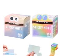 Cute Monster Pattern Sticky Note, Funny Fancy Office School Supplies Multiple Adorable Animal Rainbow Color Clear Labels Notes, Multi Purpose Sticky Note(2pcs-c)