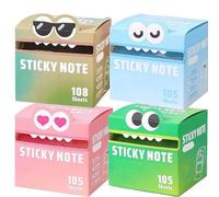 Cute Monster Pattern Sticky Note, Funny Pastel Animal Post It Notes, Fun Pastel Pull-Out Self Adhesive Cartoon Memo Pads, Self Adhesive Cartoon Notes Memo Pads, Back to School Gift (4 pc)