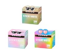 Cute Monster Pattern Sticky Note, Monster Pattern Sticky Notes Firmly Stick, Transparent Monster Pattern Sticky Note Box, No smudging Gradient Pattern Sticky Notes for Work and School (3pcs-3)