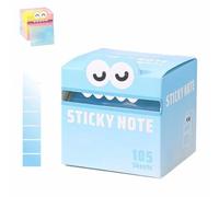 Cute Monster Pattern Sticky Note,Transparent Sticky Notes,Fun Pastel Pull-Out Memo Pads,Clear Pearlescent Notepad Self-Adhesive - 105 Sheets,for Office School Students Notebook Reminders(E)