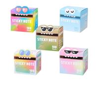 Cute Monster Pattern Sticky Notes 105 Sheets/Roll, Pastel Pull-Out Memo Pads, Cute Monster Pattern Pad, Funny Pastel Animal Notes, Small to Do List, Office School Tab Supplies (Mix-FGHIJ)