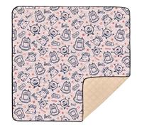 Cute Monster Pink Prints Baby Play Mat for Floor, 50x50 inch Playpen Mat,Thicken Soft Non-Slip Tummy Time Mat for Toddlers and Infants
