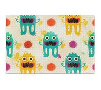 Cute Monster Splash Adults Jigsaw Puzzles 500 Pieces Funny Fun Prime Puzzle Flower Animal Painting, 20.5x14.9 Inch
