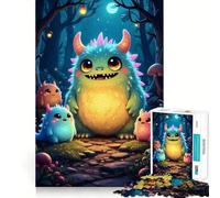 Cute Monsters in A Forest Jigsaw Puzzles for Adults 1000 Pieces Leisure Game Nice Thick Fun Activity (38x52cm)