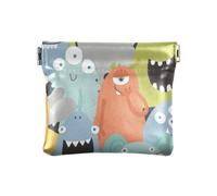 Cute Monsters PU Leather Small Coin Purse Cute Makeup Bag Change Purse for Women Boys Girls, Cute Monsters, 4.33"(L) x 3.74"(W) x 0.39"(H), Classic