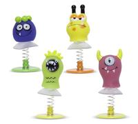 Cute Monsters Spring Pop Up Toys Net Bag - Fun & Unique Children's Plastic Toy Set - Perfect for Gifts & Party Favors - 4ct