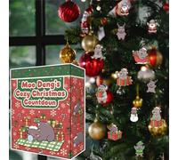 Cute Moo Deng Advent Calendar 2025-24 Days Kawaii Christmas Countdown Calendar with 2D Acrylic Mini Moo Deng Pendant,Moo Deng Cozy Advent Calendar,Christmas Tree Ornaments for Holiday Party Decor
