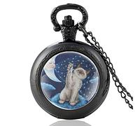 Cute Moon Cat Paradise Design Silver Vintage Quartz Pocket Watch Charm Pendant Clock Watch Men Women Necklace Gifts
