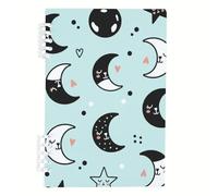Cute Moon Faces Notebook A5, Smiling Stars A5 Notebooks, Lined Paper Notebook Spiral 120Pages/60Sheets, Notes Book for Work, Writing Book for Meeting, College Essentials Women Man