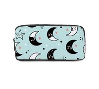 Cute Moon Faces Pencil Case for Secondary School with Zip Up Pencil Cases for Girls Pen Case Back to School Stationery Secondary High College Sixth Form Stationery Gifts Women Men
