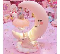 Cute Moon Unicorn Cartoon Led Light Lamp Night Girls/Boys Baby Unicorn Children Kid Girl Toy Birthday Gift Home Decor (Pink)