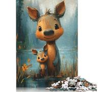 Cute Moose Family Puzzles 500 Pieces Wood Puzzle Jigsaws for Adults Educational Game Challenge Toy 500pcs (52x38cm)