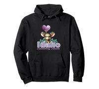 Cute Moose Idaho Huckleberry Heaven Novelty Graphic Souvenir Pullover Hoodie