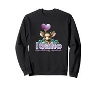 Cute Moose Idaho Huckleberry Heaven Novelty Graphic Souvenir Sweatshirt