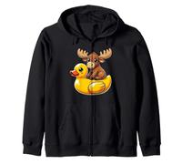 Cute Moose Rubber Duck Zip Hoodie