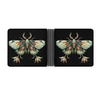 Cute Moth Beautiful Butterfly Insect Leather Wallets for Men Slim Bifold Wallet Credit Card Holder Front Pocket Wallets