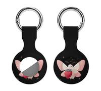 Cute Moth with A Strawberry Silicone Case Compatible with AirTag Holder Cover with Keychain Ring