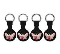 Cute Moth with A Strawberry Silicone Case Compatible with AirTag Holder Cover with Keychain Ring