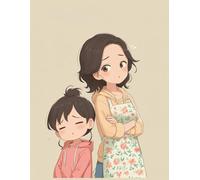 Cute Mother-Daughter Theme Notebook With Kawaii Illustration-8.5x11 inch, 200 Wide Ruled Pages, Matte Finish Pastel Cover: Adorable Pastel Mother & ... for Daily Writing, Personal Thoughts, Gifting