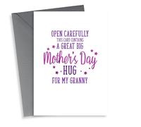Cute Mothers Day Card - Granny - Open Carefully This Card Contains A Great Big Mother's Day Hug