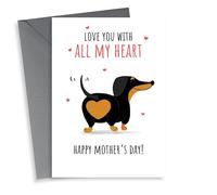 Cute Mothers Day Card - Mum - Dachshund - Love You With All My Heart