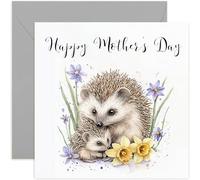 Cute Mother's Day Cards for Mum - Sweet Hedgehog Artwork Greeting Card for Her - From Young Child - Beautiful Keepsake Mother's Day Card for Her